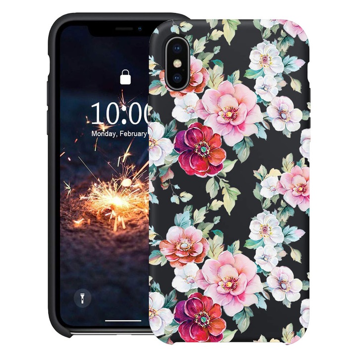BestCase® Husa TPU Ultra Slim Compatibila cu Apple iPhone XS / X, Floral - Camellia Pattern, 2078162 B 2074