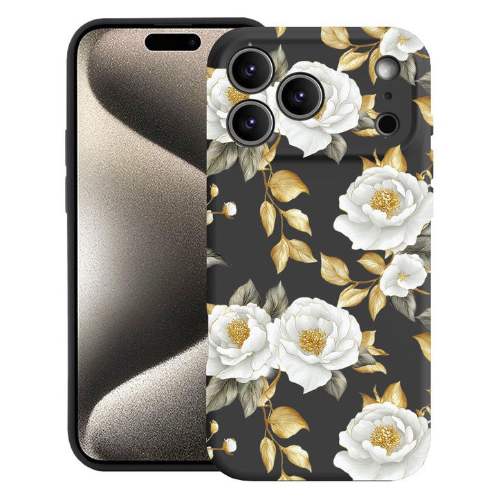 BestCase® Husa TPU Ultra Slim Compatibila cu Apple iPhone 17 Pro Max, Floral - Aesthetic Golden Camellia, 2052004 B 2075