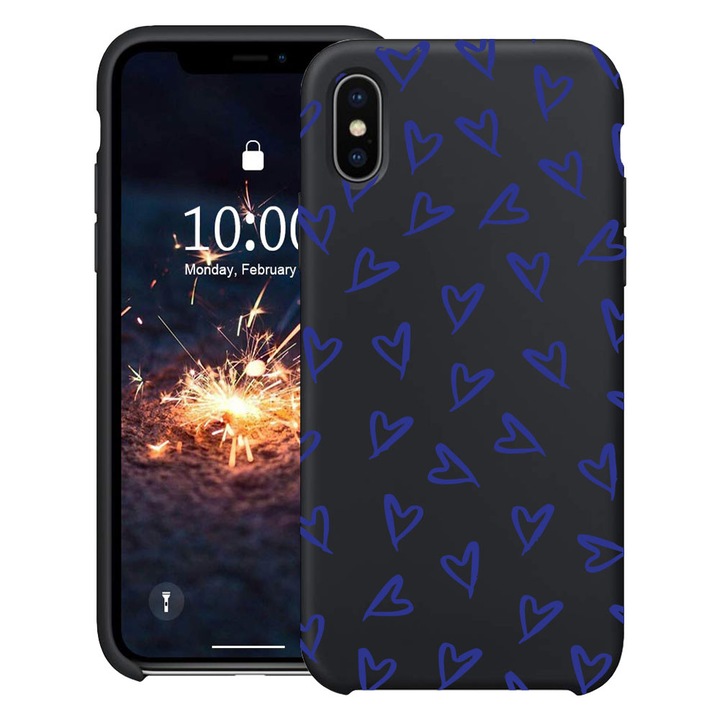 BestCase® Husa TPU Ultra Slim Compatibila cu Apple iPhone XS / X, Cute Hearts Pattern, 2078162 B 2088