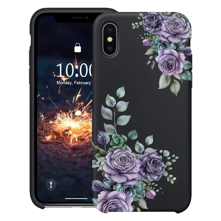 BestCase® Husa TPU Ultra Slim Compatibila cu Apple iPhone XS / X, Floral - Pastel Rose Bloom, 2078162 B 2033