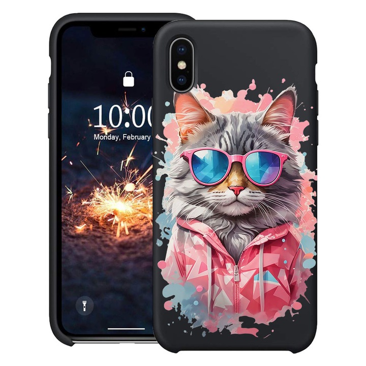BestCase® Husa TPU Ultra Slim Compatibila cu Apple iPhone XS / X, Shopping Queen Cat, 2078162 B 2013