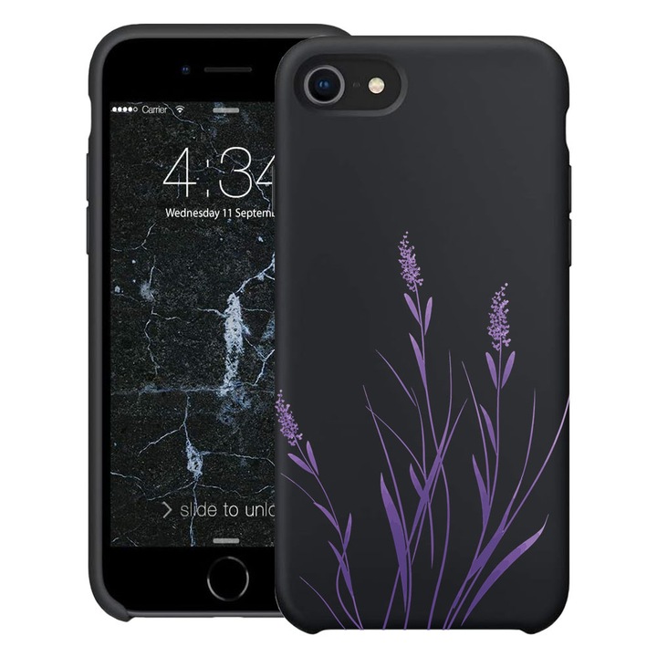 BestCase® Husa TPU Ultra Slim Compatibila cu apple iPhone SE 3 / SE 2 / 8 / 7, Floral - Minimalist Levander, 2078152 B 2055