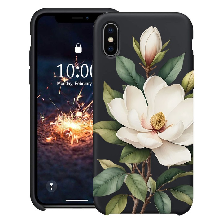 BestCase® Husa TPU Ultra Slim Compatibila cu Apple iPhone XS / X, Floral - White Magnolia, 2078162 B 2052