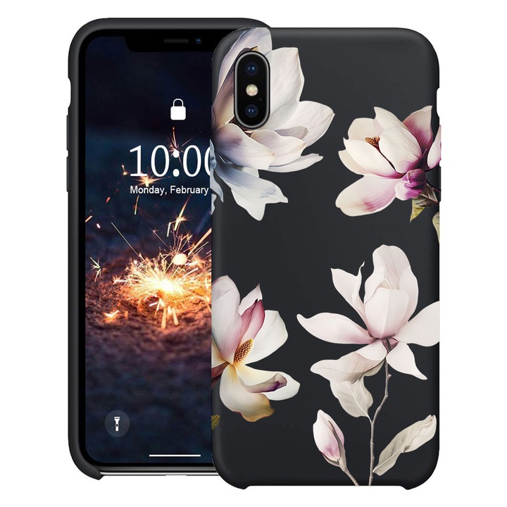 BestCase® Husa TPU Ultra Slim Compatibila cu Apple iPhone XS / X, Magnolia Floral Design, 2078162 B 2046