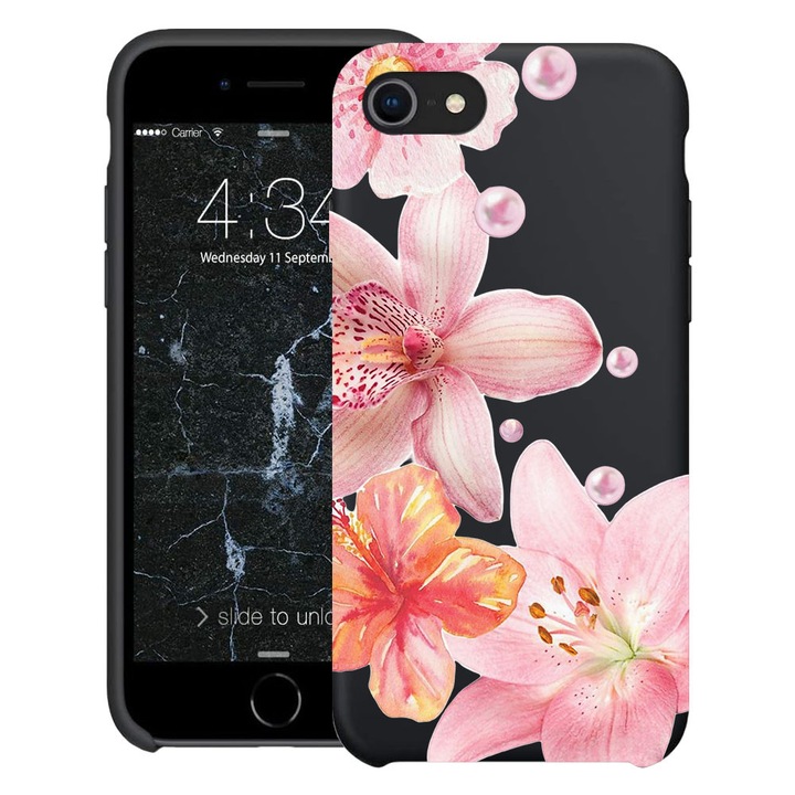 BestCase® Husa TPU Ultra Slim Compatibila cu apple iPhone SE 3 / SE 2 / 8 / 7, Floral - Aesthetic Elegant Orchid, 2078152 B 2062