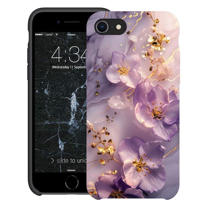 BestCase® Husa TPU Ultra Slim Compatibila cu apple iPhone SE 3 / SE 2 / 8 / 7, Floral - Aesthetic Orchid, 2078152 B 2059