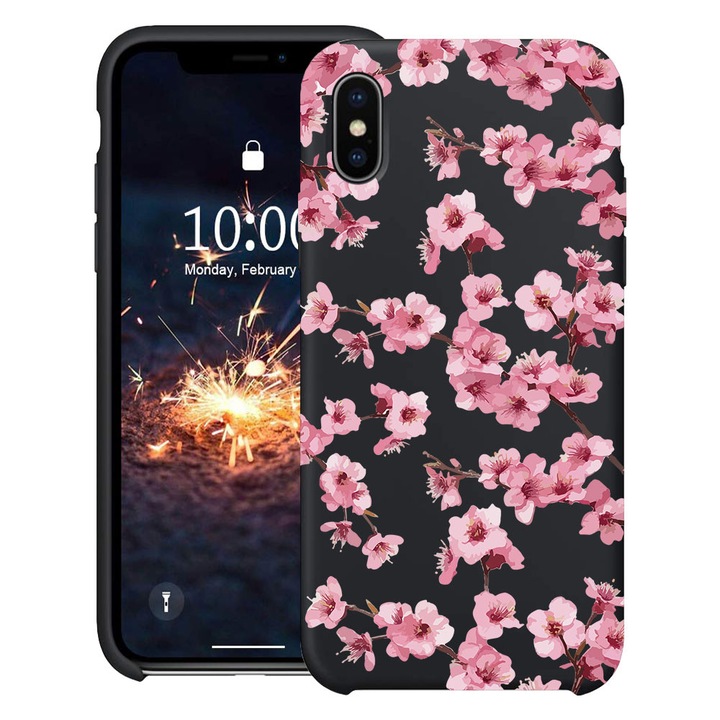 BestCase® Husa TPU Ultra Slim Compatibila cu Apple iPhone XR, Floral - Aesthetic Pink Cherry, 2078157 B 2042