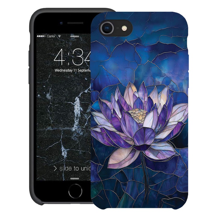 BestCase® Husa TPU Ultra Slim Compatibila cu apple iPhone SE 3 / SE 2 / 8 / 7, Floral - Stained Glass Lotus, 2078152 B 2071