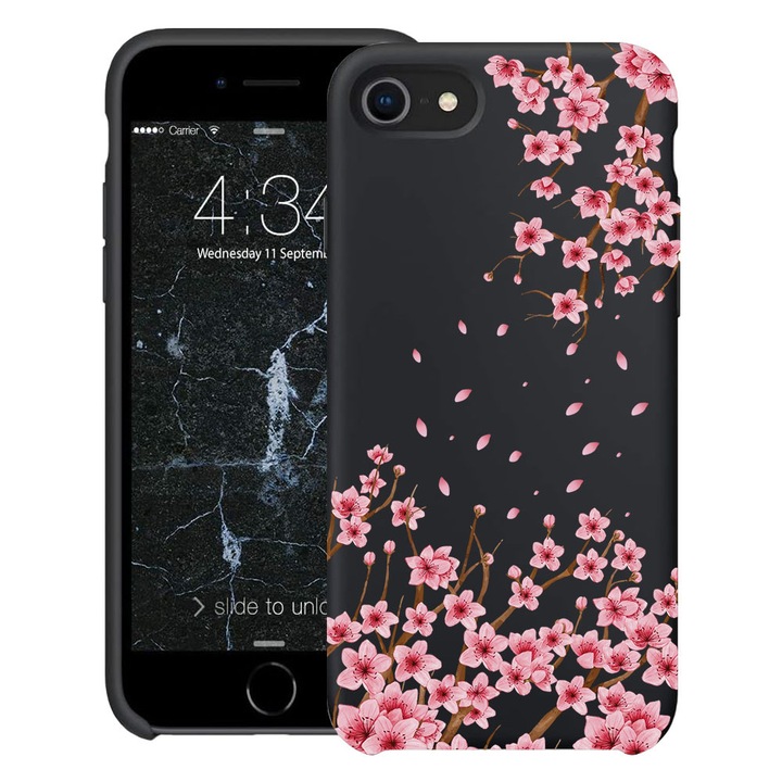 BestCase® Husa TPU Ultra Slim Compatibila cu apple iPhone SE 3 / SE 2 / 8 / 7, Floral - Pink Cherry Blossom, 2078152 B 2044
