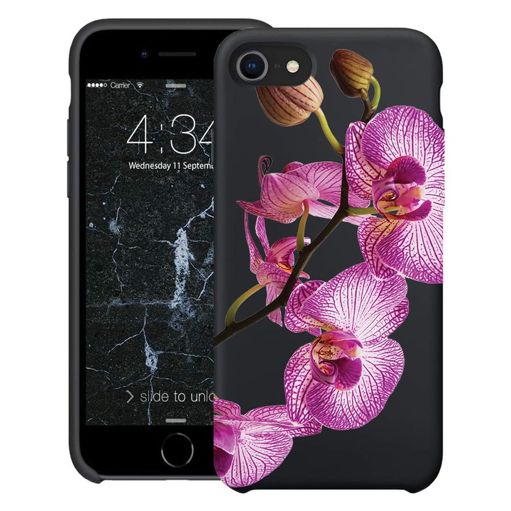 BestCase® Husa TPU Ultra Slim Compatibila cu apple iPhone SE 3 / SE 2 / 8 / 7, Floral - Pink Orchid, 2078152 B 2064