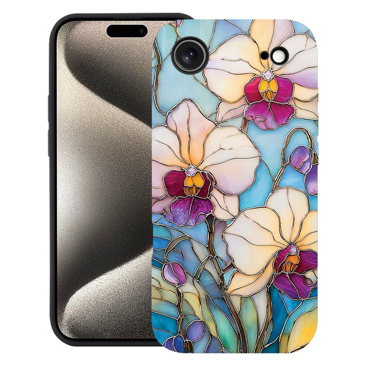 BestCase® Husa TPU Ultra Slim Compatibila cu Apple iPhone 17 Air, Floral - Stained Glass Orchid, 2052005 B 2061