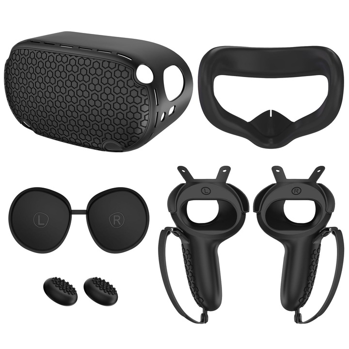 Set de huse protective din silicon pentru Meta/Oculus Quest 2, accesorii VR, negru