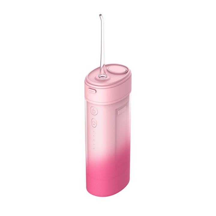 Irigator bucal portabil electric, 4 moduri de intensitate, capacitate 160ml, roz