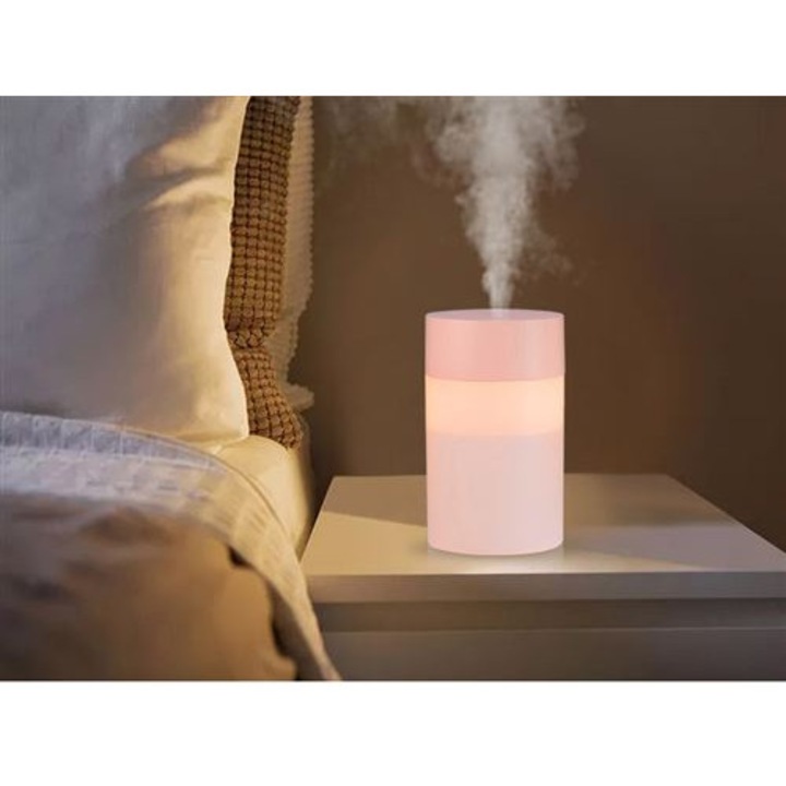Umidificator de aer cu 3 moduri de pulverizare, capacitate 2 litri, design silentios, cu lumina de noapte, pentru birou si dormitor