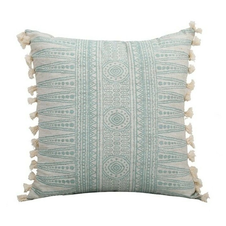 Fata de perna bej cu ciucuri 45x45cm