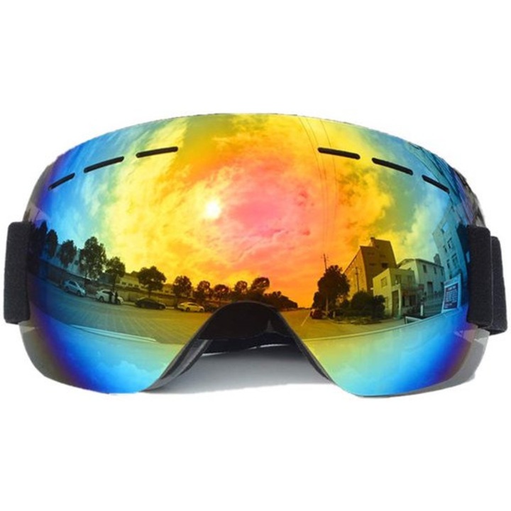 Ochelari de schi, protectie pentru sporturi de iarna, anti-fog, windproof, dimensiune medie, unisex, cu curea elastica