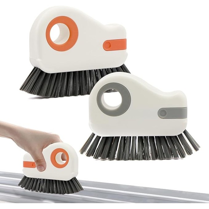 Perie de curatare feronerie feronerie - set 2 bucati, design 2 in 1, plastic, pentru colturi si crapaturi