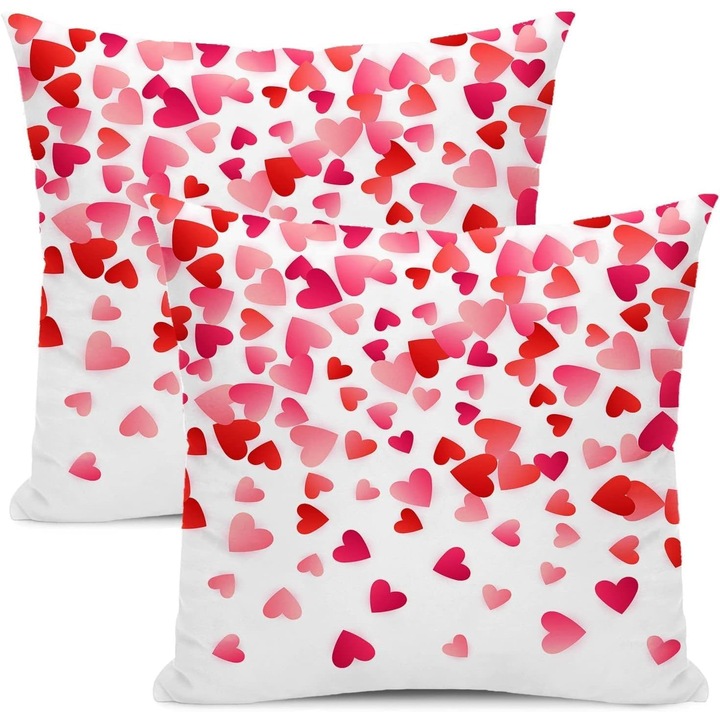 Set de fete de perna in forma de inima roz, 2 piese, 60x60cm, decoratiuni pentru Valentine's Day, pentru canapea si pat