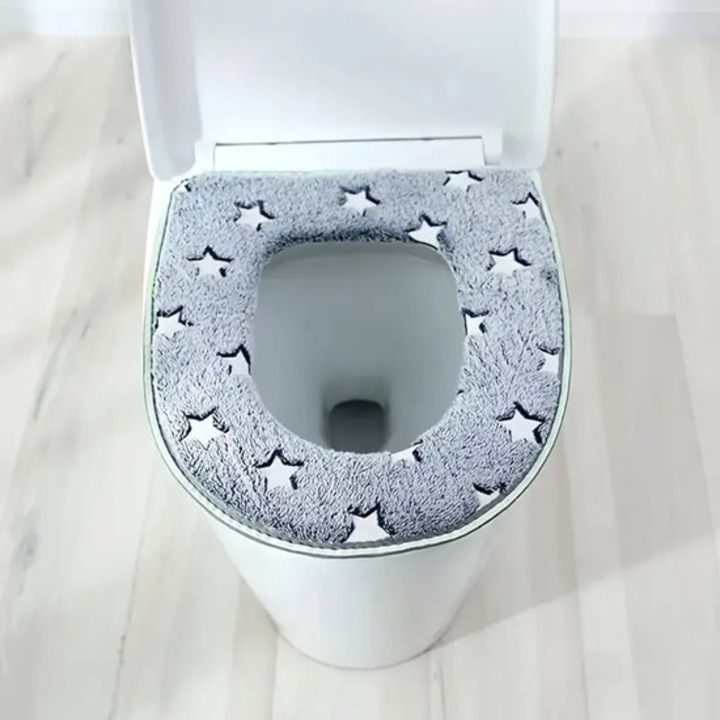 Capac de toaleta universal, gri, material moale, lavabil, set