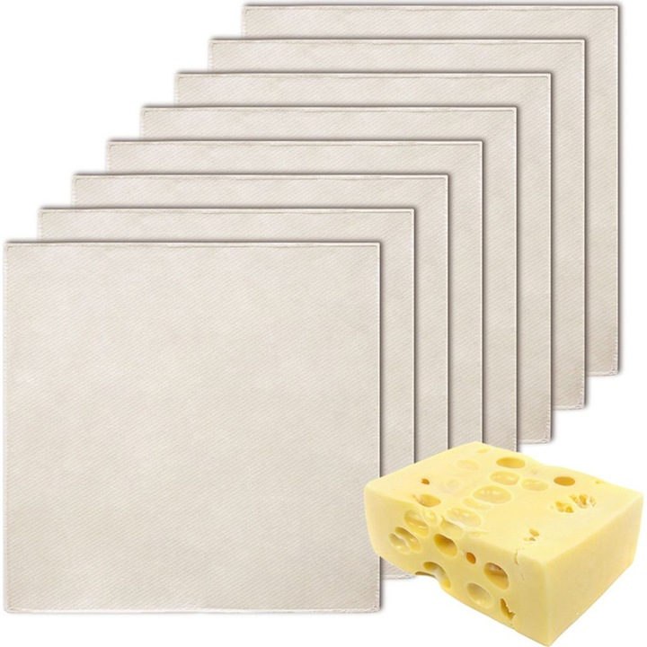 Set de 8 panze filtrante, 50x50cm, din bumbac, rezistente la rupere, lavabile