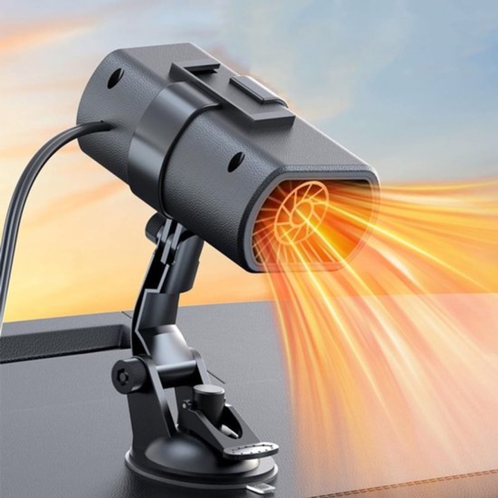 Incalzitor auto, 12V, 65W, doua setari de temperatura, negru, cu functie de purificare a aerului