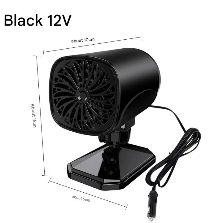 Incalzitor/ventilator auto 2 in 1, 12V, rotire 360°, defrostare rapida, pentru toate tipurile de vehicule