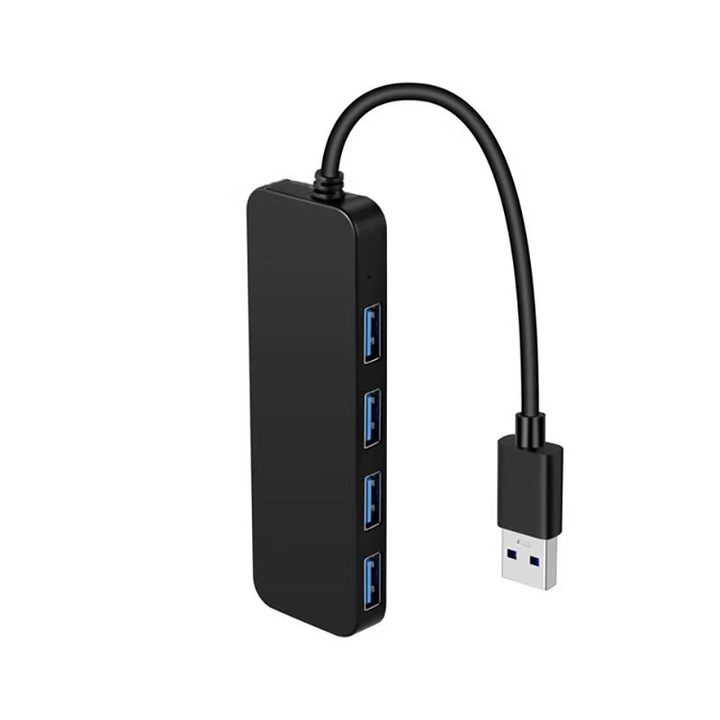 USB elosztó 4 porttal, 480Mbps/5Gbps, alumínium, kompakt