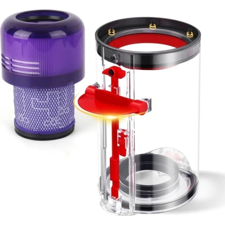 Cutie de colectare a prafului transparenta cu filtru pentru aspiratoare Dyson V11, V15, SV14, SV15, SV22, set 1 buc.
