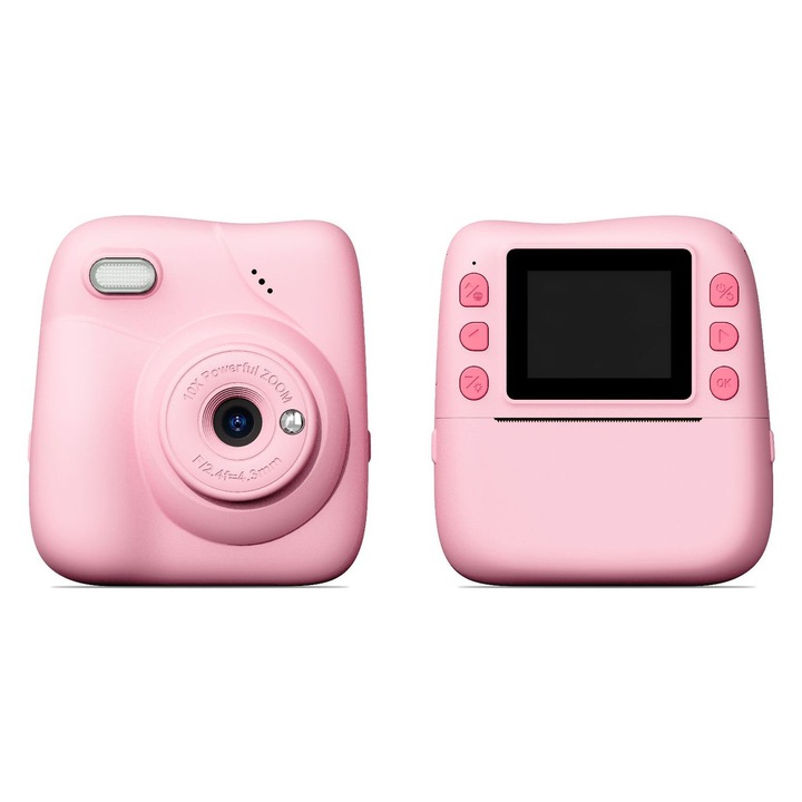 Camera foto instantanee pentru copii, 1080P, design prietenos, multicolor, 3-12 ani, set cu accesorii