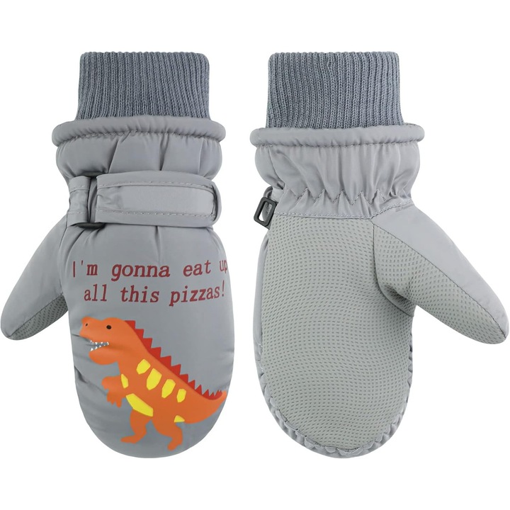 Manusi copii, calduroase, impermeabile, gri, marimea L