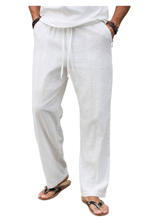 Pantaloni bărbați, casual, croială dreaptă, alb, marimea L