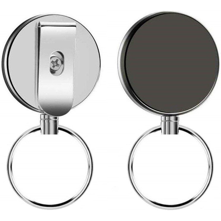 Breloc retractabil, 1 bucata, ABS si otel inoxidabil, 62cm, pentru chei