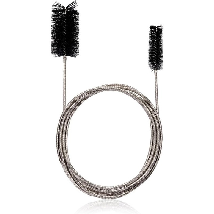 Perie de curatare pentru tevi, 200cm, cu capete de 2.5cm si 1.5cm, argintiu/negru