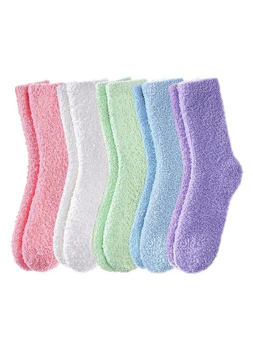 Sosete dama, 5 perechi, fleece, multicolor, confortabile, calduroase