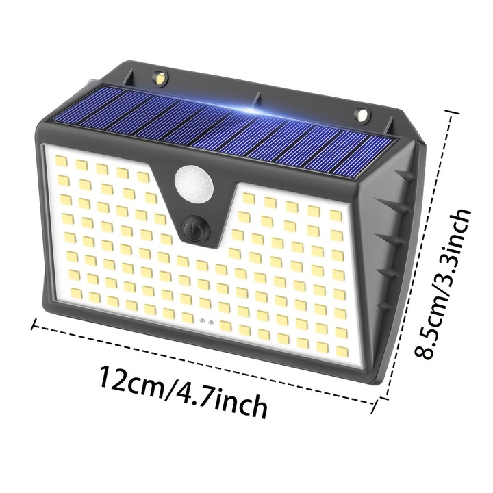 Lampa solara de perete, iluminat exterior, impermeabila, 20x10cm, set de 2 bucati