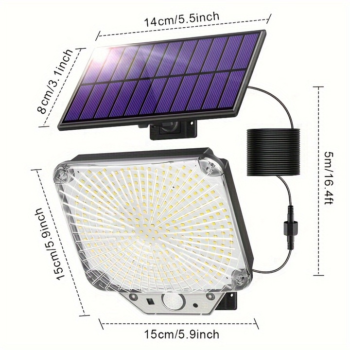 Lampa solara de perete, iluminat exterior, impermeabila, 30x10cm, set de 2 bucati, multicolor