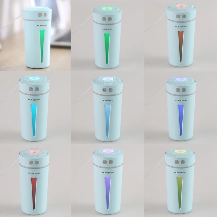 USB párásító, pohár, 260ml, többszínű, 7x14.5cm
