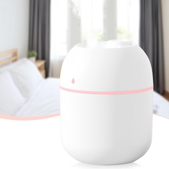Umidificator aer 3in1 Platinet 44882, difuzor aroma si lampa de noapte, 300ml, 25-35ml/h, roz