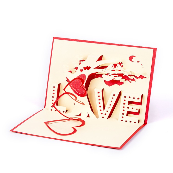 Set 2 felicitari 3D de Valentine's Day - Felicitari cu copacul iubirii cu plicuri