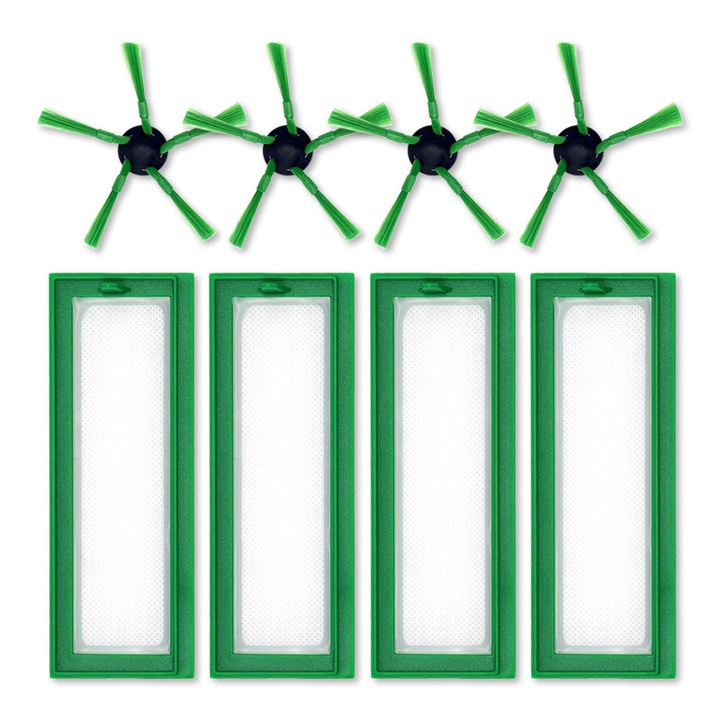 Set accesorii 9 piese pentru aspiratoare robot Vorwerk Kobold VR200 VR300 - 4 filtre HEPA, 4 perii laterale