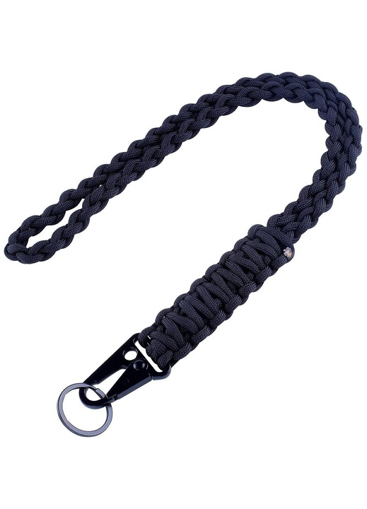 Fekete paracord kulcstartó, túlélési kiegészítők, fém klippel, készlet kulcsokhoz és kártyákhoz