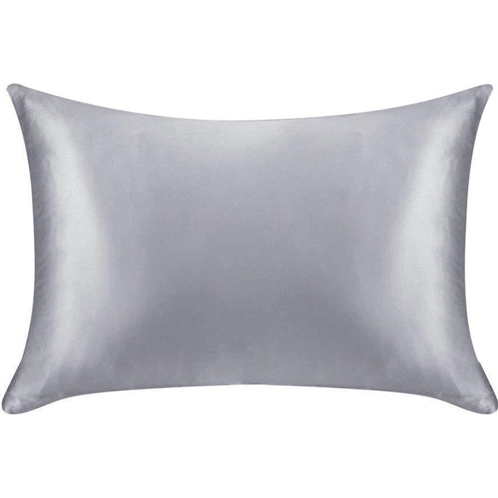 Set de fete de perna din matase, gri argintiu, dimensiune standard 50x75cm