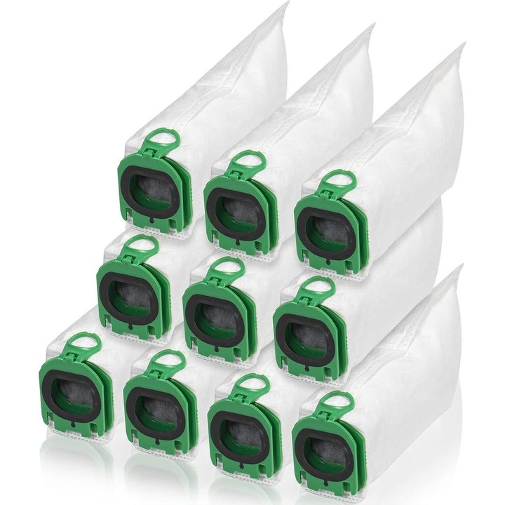 Set 10 saci de filtrare pentru aspirator Vorwerk Kobold VB100, din material non-woven si microfibra, instalare usoara