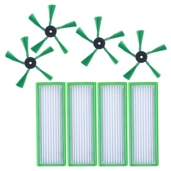 Set accesorii pentru aspiratoare robot, 4 filtre HEPA, 4 perii laterale, compatibil cu Vorwerk Kobold VR200 VR300