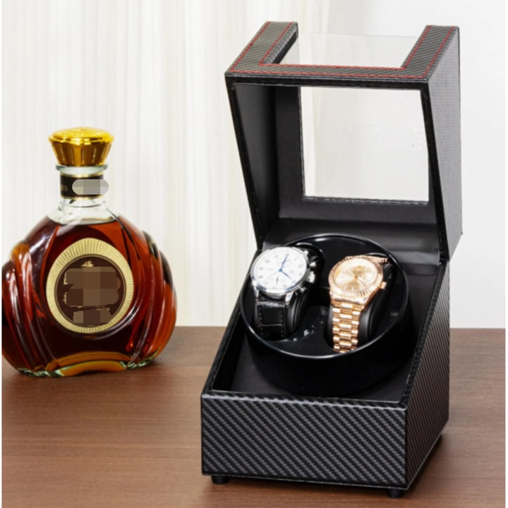 Cutie automata pentru doua ceasuri, cu suport ajustabil, functie de incarcare USB, design anti-magnetic, protectie impotriva prafului