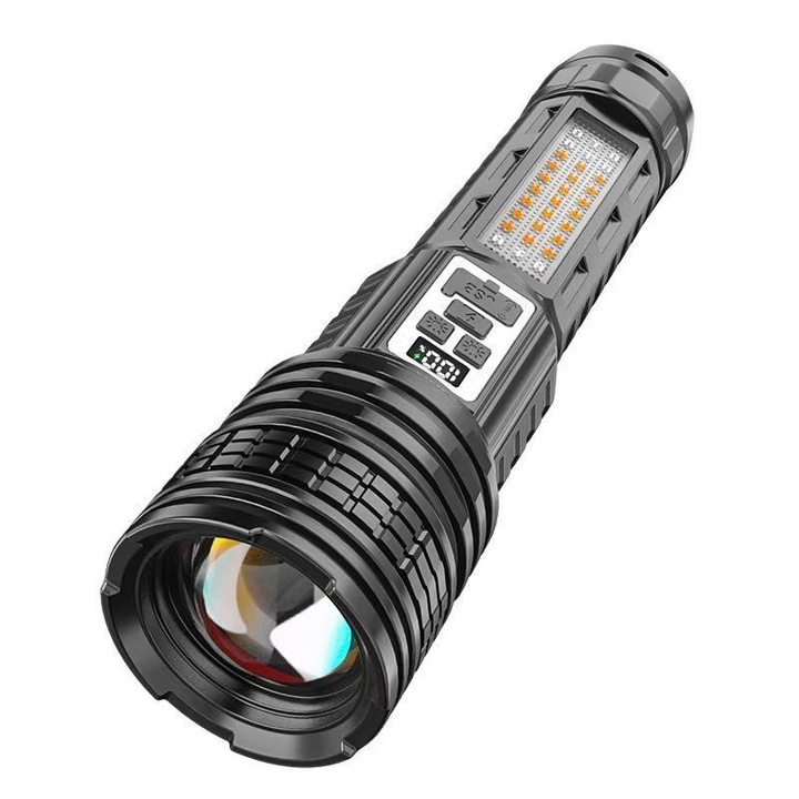 Lanterna LED reincarcabila 1500W, 15000mAh, impermeabila, design cu doua surse de lumina, portabila