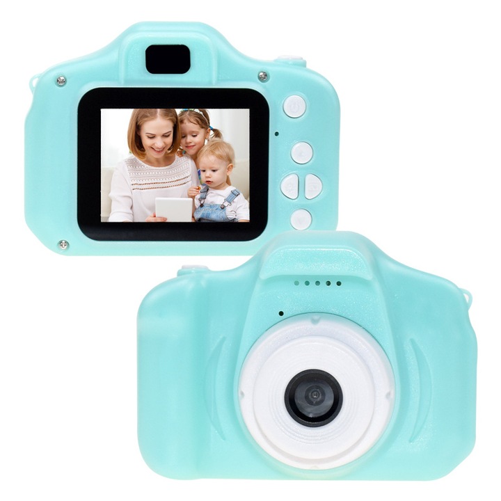 Camera mini pentru copii, 1080P, cu card de 32GB, verde, pentru varsta 3-8 ani
