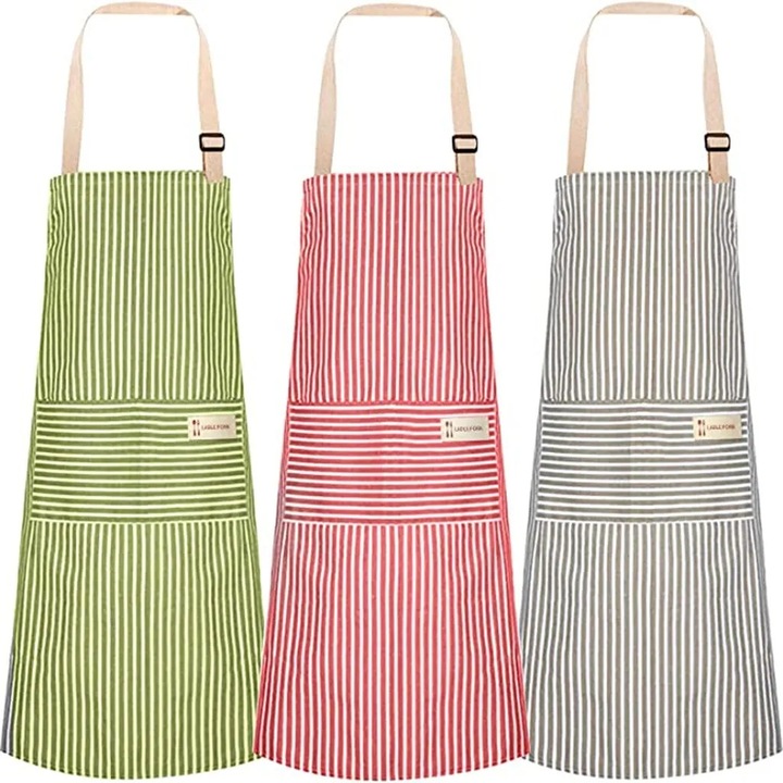 Set de sorturi de bucatarie din bumbac si in, cu buzunare, ajustabile, unisex, 29x33inch