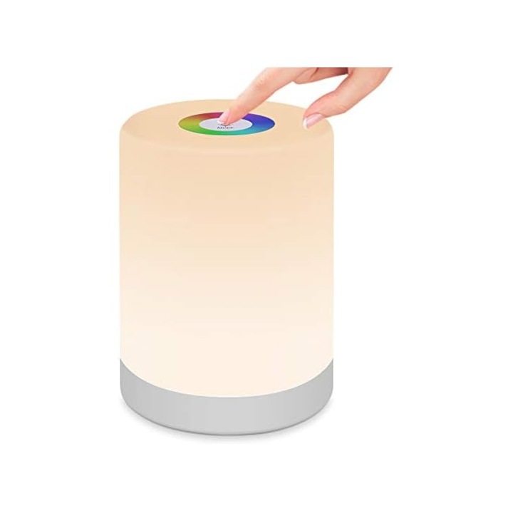 Veioza inteligenta cu iluminare RGB, mod SOS, dimabila, multicolor, pentru interior si exterior