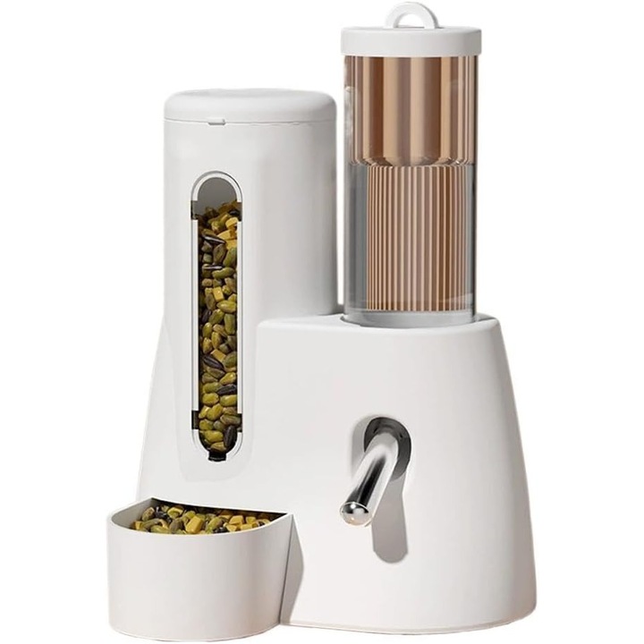 Dispenser automat pentru hamsteri, recipient pentru apa si hrana, design compact, rezistent la muscaturi, fara scurgeri